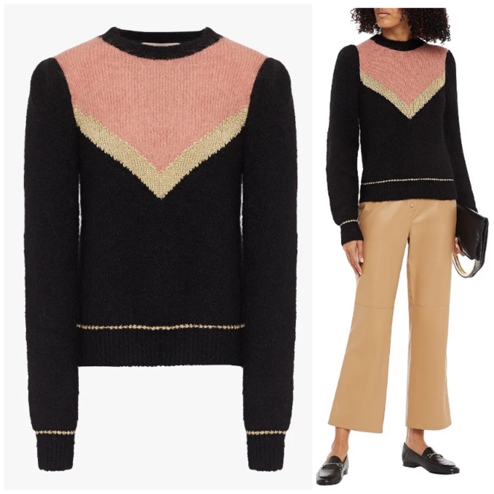 By Timo Color-Block Alpaca-Blend
Sweater Pink/Black/Gold Retro 80’s Sz S